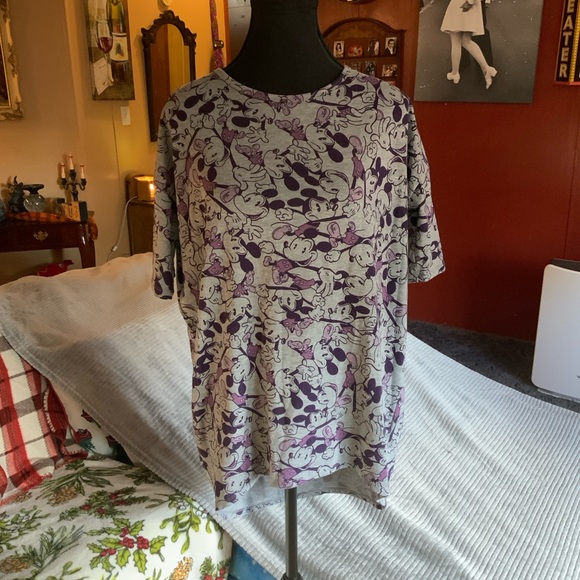 LuLaRoe Gray & Purple all over Mickey Mouse graphics size XXS - Picture 1 of 7